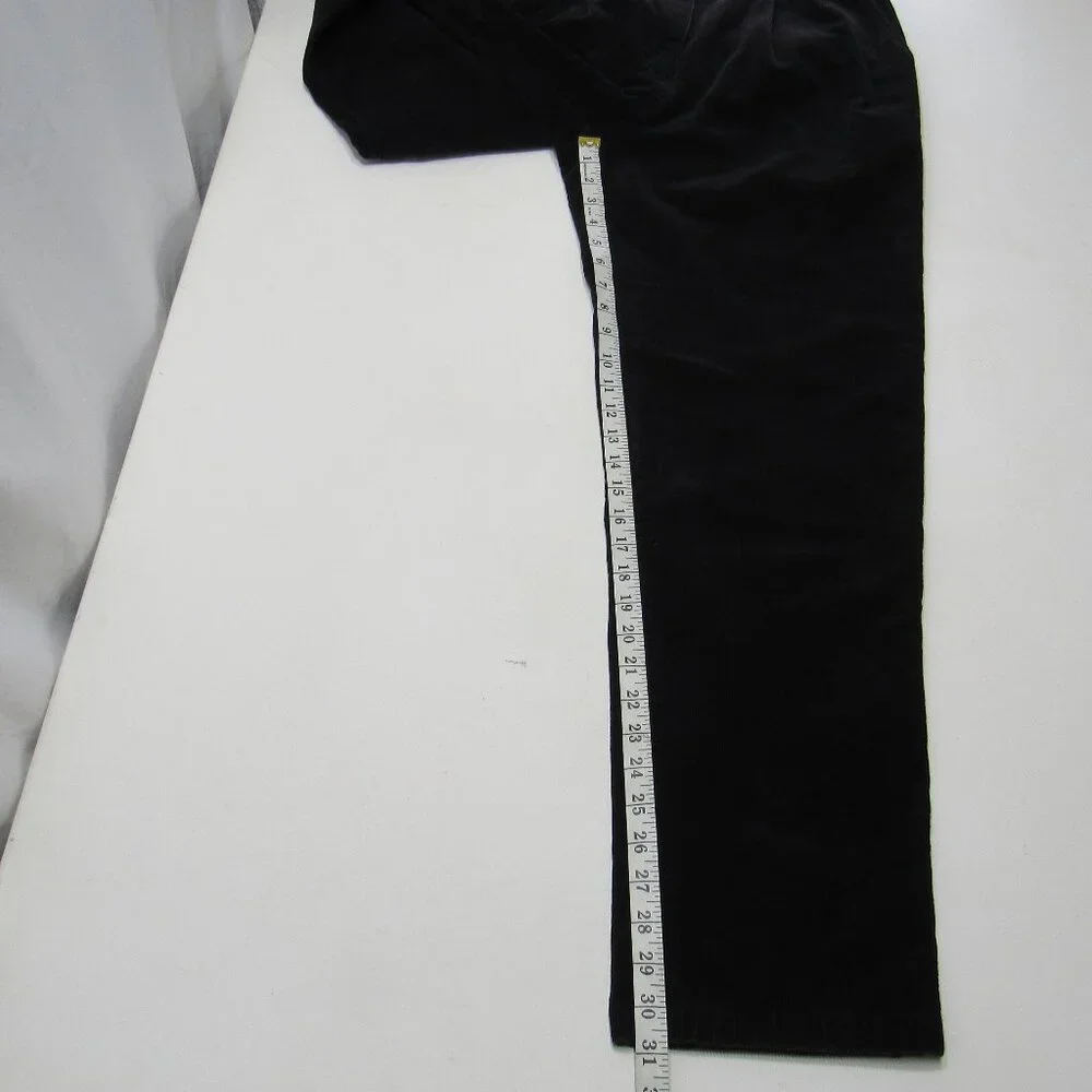 Vintage L.L.Bean Women's Black Corduroy Chino Everyday Pleated Trousers Pants - Picture 8 of 8